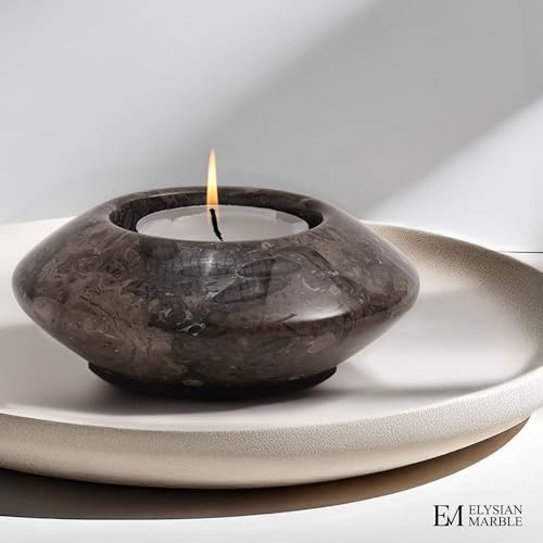 Tea Light Candle Holders Set of 3 – Handcrafted Natural Marble Tealight & Votive Holders in Graduated Sizes (4", 3.5", 3"), Decorative Stone Candle Holders for Home Décor & Table Centerpieces - Image 7