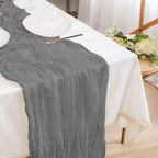 12 Pack Gery Cheesecloth Table Runner 10ft Boho Gauze Cheese Cloth Table Runner Rustic Sheer Runner 120 inch Long for Christmas Wedding Table Decorations - Image 5