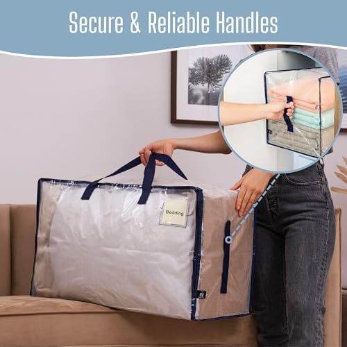VENO 6 Pack Clear Extra Large Moving Bags & Storage Totes, Heavy Duty Organizer with Reinforced Handles & Strong Zippers for Clothes, College Dorm Essentials, Moving Supplies - Image 5