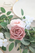 Floroom 6ft Artificial Eucalyptus Garland with Flowers Fake Greenery Faux Floral Vine Garland for Table Decor Wedding Centerpieces Bridal Shower Party Decorations, Blush Powder Blue - Image 4