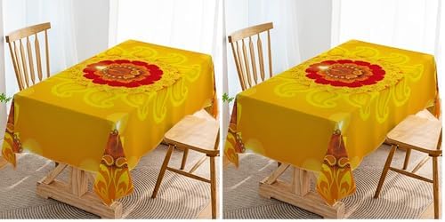 Hafangry Diwali Tablecloth Indian Diwali Decorations for Home Festival of Lights Deepavali Party Supply Kitchen Dining Room Decor (60" x 84") (Pack of 2) by Hafangry