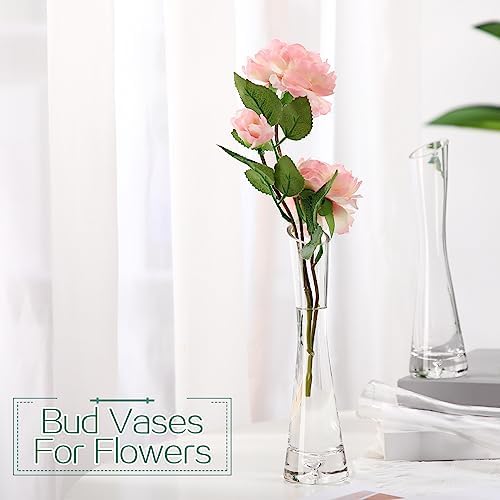 Lallisa 6 Pcs Glass Bud Vases for Centerpieces Maria Modern Clear Small Skinny Decorative Single Flower Bud Vase for Wedding Party Event Home Office Decoration(7.87 Inch,Transparent Color) - Image 4