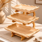Wooden Serving Tray 3 Tier Tiered Tray countertop Organizer by Unknown