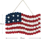 Idyllic 4th of July Wreath Patriotic Independence Day Wreath for Front Door, 17 * 11Inch Window Wall Patio Decoration Memorial Day Americana with Red White and Blue American Flag - Image 3