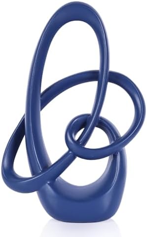 Modern Blue Knots Decor - 8.6" Resin Blue Knot Statue, Abstract Navy Art Sculpture Home Decor for Living Room, Coffee Table, Shelves, Entryway, Office Tabletop Accent, Decorative Knick Knacks Gift by UANYEMON