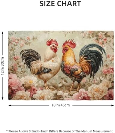Farmhouse Rooster Placemats Set of 6 Rustic Chicken Flowers Table Mats Farm Country Place Mats Decor Imitation Linen Heat Resistant Tablecloth for Dining Decoration Kitchen Party Restaurants 12''x18'' - Image 6