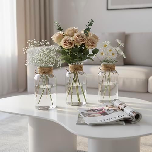 12Pack Mason Jars for Centerpiece Glass Flower Bud Vase Transparent Vases - Image 4