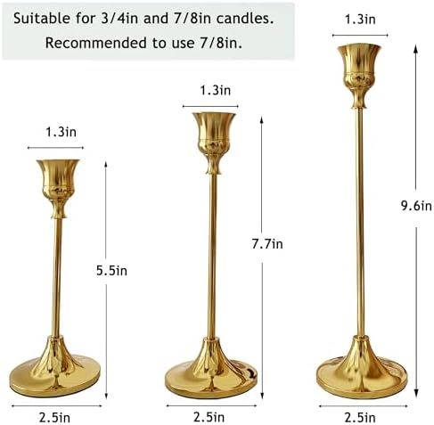6PCS Brass Candlestick Holders Gold Candle Holders Taper Candle Holders - Image 5
