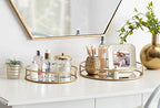 Kate and Laurel Felicia Modern Glam Metal Nesting Trays | Decorative Round Shape with Handles and Mirror Surface, Set of 2, Gold - Image 4