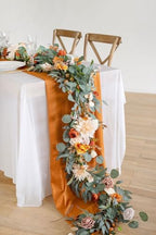 Ling's moment Flower Garland, 6FT Eucalyptus & Rose Terracotta & Orange 02 - Image 2