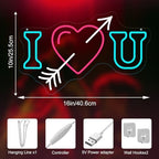 I Heart U Neon Sign 16 × 10in LED Heart and Arrow Wall Light Dimmable - Image 6