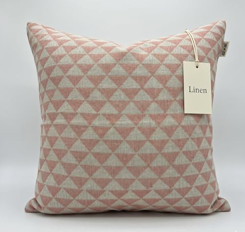 Decorative Pillow Cover French Country Pillow Cover Cottage Decor Floral Block Print, Farmhouse Decorative Cushion Cover, Spring Pillow Cover Line and Loop (Pastel Pink) by LineandLoop