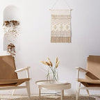 Dremisland Macrame Wall Hanging Macrame Wall Decor Bohemian Beige Tapestry - Image 2