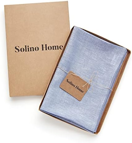 Solino Home 100% Linen Napkins Chambray Blue, Athena 20 x 20 in, Set of 4 - Image 3