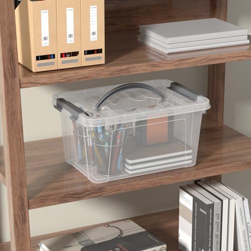 6L Clear Storage Latch Bins, 6-Pack Organizer Box with Handle - Image 7