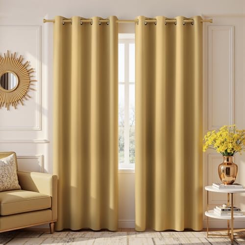 KOUFALL Gold Luxury Blackout Curtains for Living Room,Elegant Livingroom Curtain 84 Inches Long Cortinas Doradas para Sala Elegantes Modernas 2025 by KOUFALL