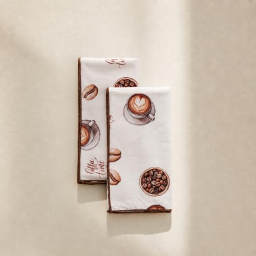 100% Cotton Printed Cloth Napkins Set of 6, 18x18 Inch Reusable Dinner Napkins, Soft Washable Floral Table Napkins for Dining, Parties & Hosting - Coffee Time - Image 2