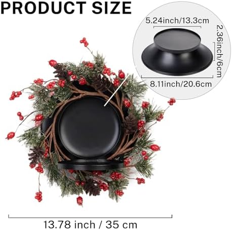 MOYEE Christmas Candle Holder Wreath Single 14 inch, Christmas Candle Ring - Image 5
