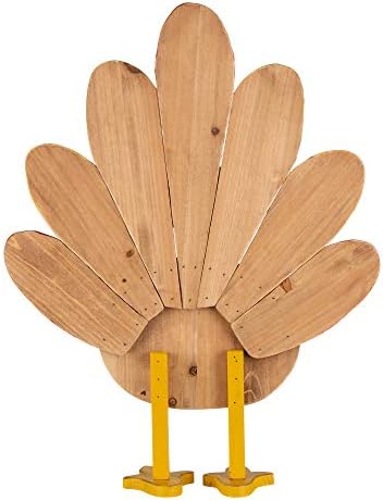 Glitzhome 24" H Thanksgiving Wooden Turkey Porch Decoration, Decorative Turkey Figurine Standing Decor for Indoor Outdoor Thanksgiving Fall Harvest Decoration - Image 4
