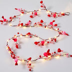 Glooglitter 6.5ft Valentine's Day Garland with String Lights Pink Red Berry Garland Battery Powered Heart Shaped Ball Fairy String Lights for Valentine's Day Party Home Table Wall Decoration by Glooglitter