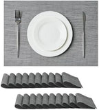 Leetaltree Grey Placemats, Heat Resistant Non-Slip Place mats for Dining Table, Washable Durable PVC Vinyl Woven Table Mats (Set of 20) by Leetaltree-ArtatEveryTable
