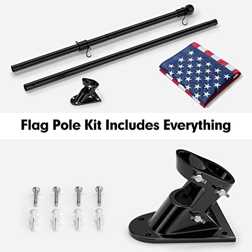 3x5 American Flag with Pole for House, 7FT Flag Pole Kit with us flag 3x5 heavy duty outdoor indestructible, Tangle Free Flag Pole with Bracket for Residential, Commercial, Outdoors Garden, Black - Image 2