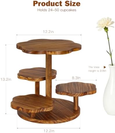 4 Tier Wooden Cake Stand, Cupcake Dessert Display Stand for 24-50 Cupcakes - Image 2
