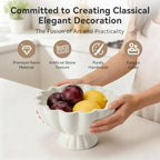 Pedestal Decorative Bowl Home Decor, 8" Footed Ruffle Fruit Bowl - Image 4