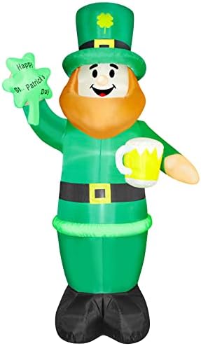 8 FT St. Patrick's Day Inflatable Leprechaun, Blow up Leprechaun Holds Shamrock and Beer Cup Outdoor Decoration with LED Lights, Perfect for Yard Garden Lawn Front Door Holiday Decor - Image 2