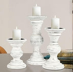 Homebia Design Antique White Wooden Candle Holder Set of 3 –10, 8, 6 Inch - Image 3