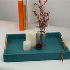 Wooden Decorative Coffee Table Tray, 16" Serving Tray with Handles, Matte Finish Decorative Tray, Ottoman Tray for Living Room, Perfume, Vanity Dresser Organizer (Teal Green) - Image 7