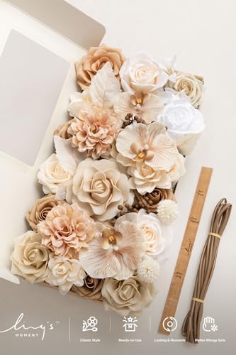 Ling's moment Artificial Wedding Fall Flowers Deluxe Combo, Tawny Beige - Image 5
