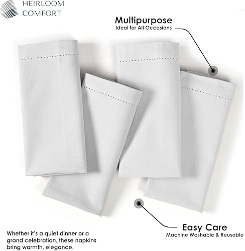 White Cloth Napkins 18x18 Inch - 12 Pack - 100% Cotton, Absorbent, Soft, Washable, Reusable - Hemstitch Mitered Edges - Perfect for Weddings, Baby Showers, Holiday, Formal Events - Image 5
