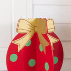 Glitzhome Set of 2 Wooden Christmas Ornaments Porch Decor,Interlocking Xmas Porch Sign with Golden Bows,Standing Porch Sign for Front Door Indoor Outdoor Holiday Decor,24" H &18" H - Image 6