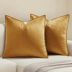 MIULEE Decorative Dark Gold Velvet Euro Sham Throw Pillow Covers 26x26 Inch by MIULEE