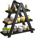 3 Tier Serving Tray Cupcake Stand and Towers Serving Tray for Party Food Tray Farmhouse Serving Platter Decorative Tray Decor Dessert Display Set Tiered Tray Stand (Black) by LifeTakesaDifferentTurn
