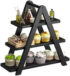 3 Tier Serving Tray Cupcake Stand and Towers Serving Tray for Party Food Tray Farmhouse Serving Platter Decorative Tray Decor Dessert Display Set Tiered Tray Stand (Black) by LifeTakesaDifferentTurn