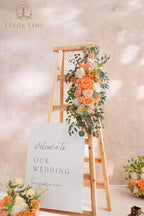 TINGE TIME Coral Pink Flower Garlands, 2 PCS Artificial Eucalyptus Arch Flowers, Handcraft Artificial Rose Garlands for Arch Wedding Sweetheart Table Ceremony Backdrop Decorations for Home - Image 3