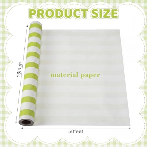 AmazingSpark Striped Table Runner Roll,Light Green,50' Long X 16" Wide - Image 2