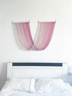 QULBUJ Dip Dye Large Macrame Wall Hanging Tie-Dye Yarn Tapestry Home Boho Wall Decor Ombre Art Headboard Bedroom Living Room 52" Wx34 L,Pink - Image 5