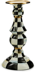 MACKENZIE-CHILDS Pillar Candlestick, Large, Black-and-White Courtly Check by Unknown