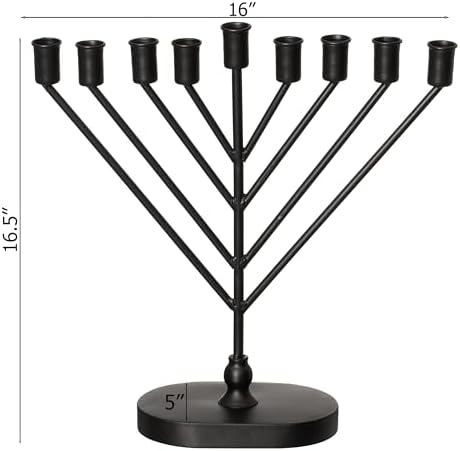 Vintiquewise 9-Branch Rambam-Style Hanukkah Menorah Mid-Century Modern Decorative Accent Traditional Celebration Display and Festive Lighting Centerpiece Ideal for Tables Mantels and Shelves, Black - Image 4