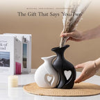 Heart Vase Set of 2, Black White Ceramic Vases, Wedding Gift for Couples - Image 3