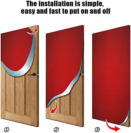 Red Solid Color Door Cover Christmas Front Door Cover Winter Holiday Front Door Banner Porch Sign for Home Party Decor Indoor Outdoor Decorations 36 x 98 Inch - Image 2