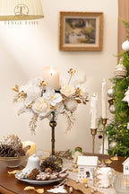 TINGE TIME Christmas Artificial Flowers Combo, Poinsettia White Gold - Image 4