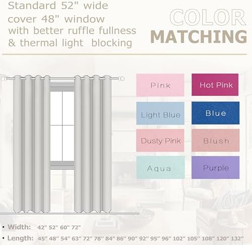 KOUFALL 52x63 Inch Length Orange Blackout Curtains for Living Room - Image 2