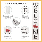 Extra Large 5FT Premium Wooden Interchangeable Welcome Sign for Front Door Porch Sign - 5 ft (58 x 11 Inch) 8 Magnetic Seasonal Tiles, Fall Porch Signs, Holidays and Seasons, Weather Resistance Standing welcome sign Outdoor and Indoor (White) - Image 3