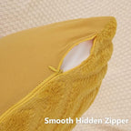 Pallene Fall Mustard Yellow Faux Fur Throw Pillow Covers 24x24 Set of 2 - Image 3