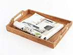 Hand-Woven Rattan Rectangular Serving Tray with Handles for Breakfast, Drinks, Snack for Coffee Table (17x11.4x1.8inches) - Image 6