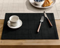 ZeeMart Linen Checked Farmhouse Placemats Set of 6, Black 13x19in by ZEEMARTONLINE